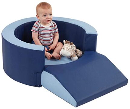 Factory Direct Partners 10422-NVPB SoftScape Lil Personal Space, Cozy and Safe Foam Retreat for Babies and Toddlers to Read, Snack, or Relax - Navy/Powder Blue